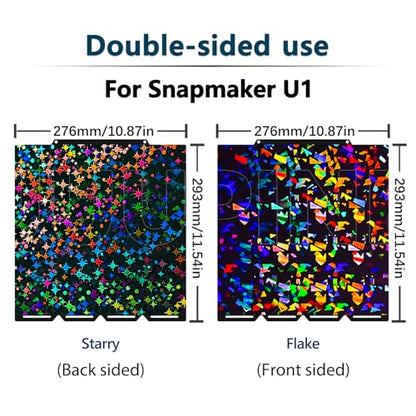 for Snapmaker U1 Build Plate（Stars + Fragments）270x270mm Double-Sided Texture PEI Heated Bed Platform, Flexible and Detachable Heatingbed Made of Spring Steel for Snapmaker U1 Parts - color: Flake+Star