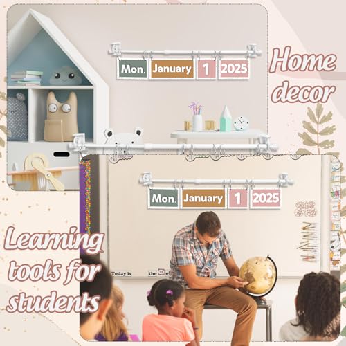 FYSUIMU Boho Calendar Bulletin Board Set Flip Calendar with 54 Cards & Adjustable Holder for Back to School Classroom Home Office DIY Decoration Supplies - style: Boho