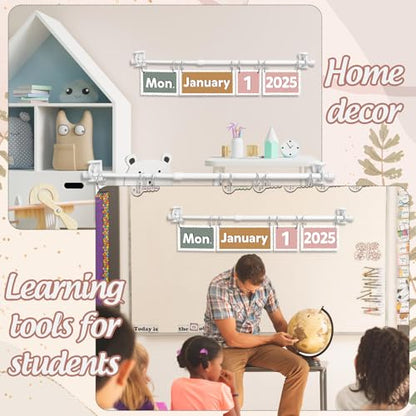 FYSUIMU Boho Calendar Bulletin Board Set Flip Calendar with 54 Cards & Adjustable Holder for Back to School Classroom Home Office DIY Decoration Supplies - style: Boho