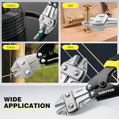 XUDYVCO 8IN Heavy Duty Mini Bolt Cutters with Labor-Saving Spring