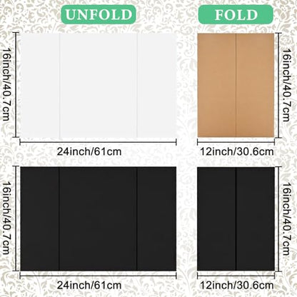 4-Pack Trifold Display Boards, Black+White 24 x 16 Inches Tri-Fold Corrugated Presentation Boards for Classroom Projects, Science Fairs, Business Events, and Exhibits