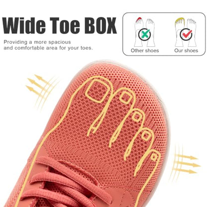 Linenghs Womens Barefoot Shoes Wide Width Toe Box Zero Drop Sneakers - color: C Pink, size: 8.5 Wide