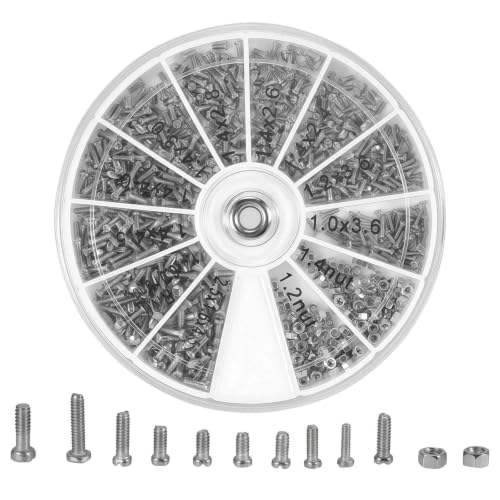 600pcs 12 Kinds of Small Screws Nuts Assortment Kit M1 M1.2 M1.4 M1.6 for Watches Glassess