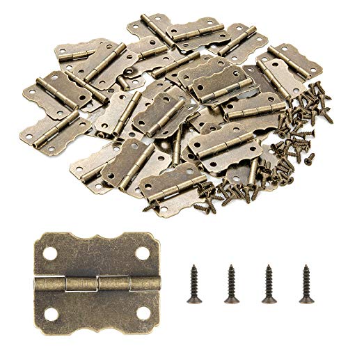 40Pcs Mini Bronze Engraved Hinges for Craft & Wooden Jewelry Boxes - color: K62