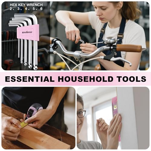 Enventor Tool Set with Fitted Storage Case, 146 Pieces, Pink - color: Pink