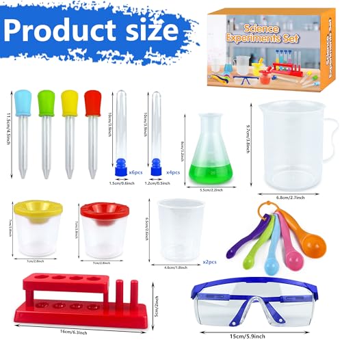 24PCS Educational Lab Science Experiments Early Learning Kit for Boys and Girls with Many Tools Droppers Plastic Test Tubes with Caps Lab Science Supplies Test