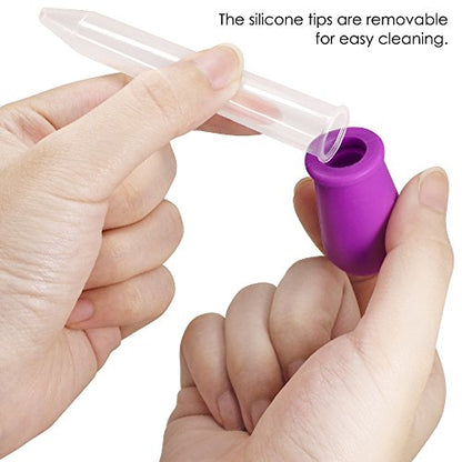 8 Pcs Liquid Droppers, SENHAI Silicone and Plastic Pipettes Transfer Eyedropper with Bulb Tip for Candy Oil Kitchen Kids Gummy Making - 7 Colors