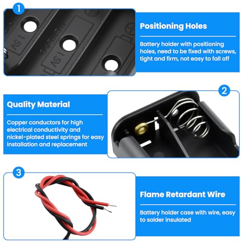SDTC Tech 4-Pack 1/2/3/4 x AA Battery Holder with Wire Leads - color: 1/2/3/4 Slot Kit