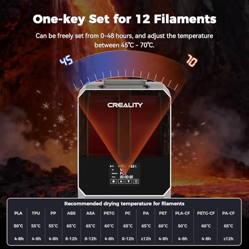 2026 New Official CREALITY Space Pi Filament Dryer Plus, 2 Spools Double 360° 160W PTC Fast Heating 3D Printer Filament Dryer Box, 4''LCD Touch Screen, One-Key Set Filament Drying for PLA PETG ABS TPU - color: A Creality Space Pi Filament Dryer Plus Black