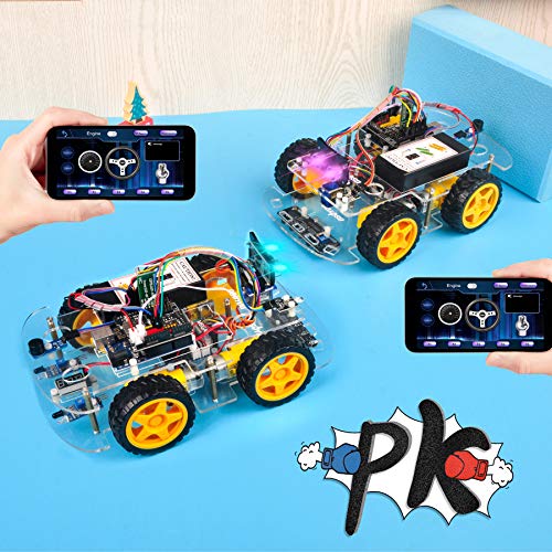 OSOYOO IoT Smart Robot Car Kit for Arduino – Classroom STEM Robotics Kit with WiFi & Bluetooth Control, Coding & Electronics Learning Platform for Schools - style: V2.1 robot car with battery