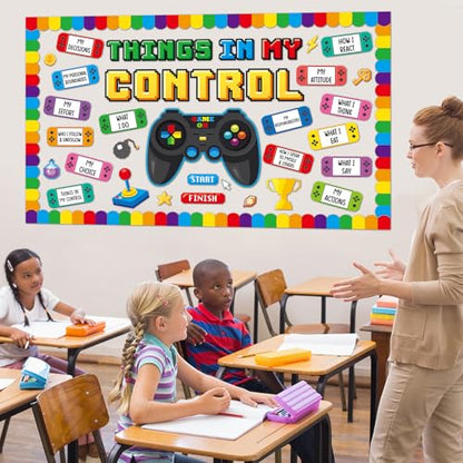 Growth Mindset Video Game Bulletin Board Set Back to School Classroom Decorations Things in My Control Game Controller Bulletin Board Positive Paper Cutouts for Home Chalkboard Door Wall Decor - style: Growth Mindset