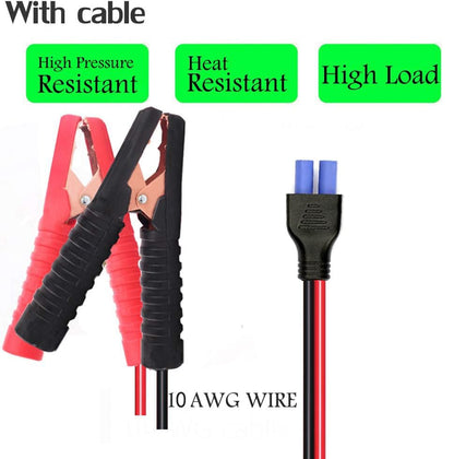 Battery Alligator Clips,10AWG Female EC5 Jump Starter Cable with Battery Clamps,Alligator Clip Clamp to EC5 Connector Extension Charging Cable for Emergency Car Jump Starter Booster.(60CM) - size: 10AWG Clip to EC5