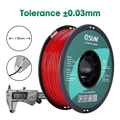 eSUN PLA PRO (PLA+) 3D Printer Filament, Dimensional Accuracy +/- 0.03 mm, 1kg, Plastic Spool, 1.75mm, Fire Engine Red, (Pantone 199C) - color: Fire Engine Red