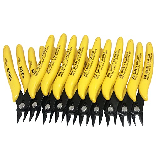 Flush Wire Cutter, 10PACK Precision Diagonal Cutting Pliers Small Wire Cutter Nippers for Electronics Wires Jewelry Screws (5 Inch Size) - style: yellow wire cutters x 10