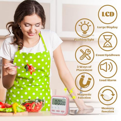 Leumoi 6 Pcs Digital Kitchen Timer 24 Hour Alarm, Classic Color - color: Classic Color