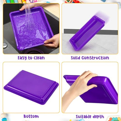Maitys 24 Pcs Plastic Art Tray 11x8.7x1 Inch Activity Craft Tray,Purple - color: Purple