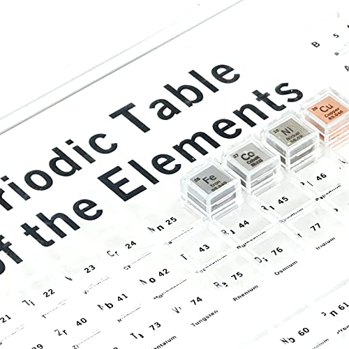 18 Pieces Element Cube Set Density Cubes Pure Metal with Acrylic Plexiglass Tray, Element Cube Set for Periodic Table of Elements Collection, Pure Tungsten Block, Iron, Aluminum, 15 More