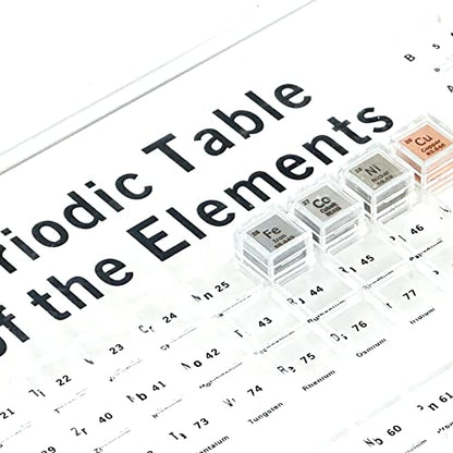 18 Pieces Element Cube Set Density Cubes Pure Metal with Acrylic Plexiglass Tray, Element Cube Set for Periodic Table of Elements Collection, Pure Tungsten Block, Iron, Aluminum, 15 More