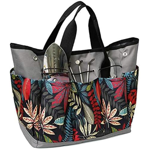 Garden Tool Bag Maple Leaf Gardening Bag with 8 Pockets Canvas Garden Tote Bag Women Men Garden Plant Tool Storage Bag (Tools NOT Included) - color: Flower