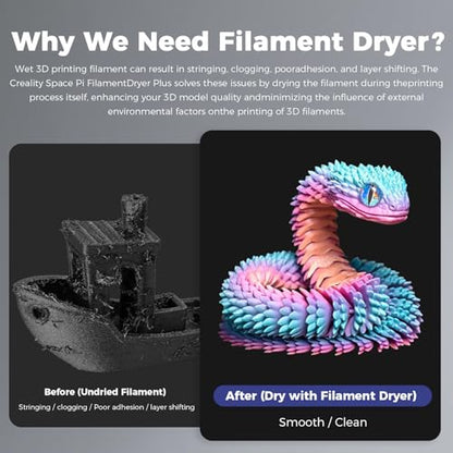 2026 New Official CREALITY Space Pi Filament Dryer Plus, 2 Spools Double 360° 160W PTC Fast Heating 3D Printer Filament Dryer Box, 4''LCD Touch Screen, One-Key Set Filament Drying for PLA PETG ABS TPU - color: A Creality Space Pi Filament Dryer Plus Black