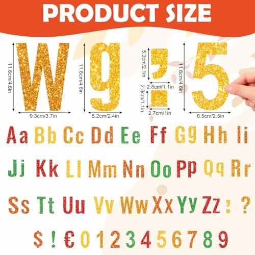 AnyDesign 141 Pcs Fall Glitter Bulletin Board Letters and Numbers Alphabet