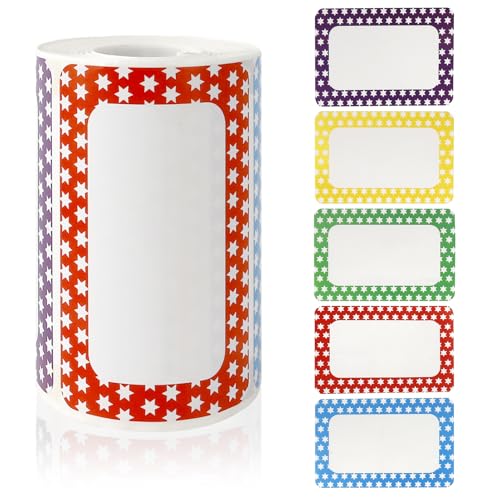 500 PCS Name Tags Stickers for Classroom Colored Nametags(2.2x3.4 Inch) Adhesive Colorful Star Blank Sticky Name Tag Labels Sticker Roll to Write on Tags for Labeling Storage Bins Clothes Gifts Boxs - color: 500 Pcs Star Name Tags