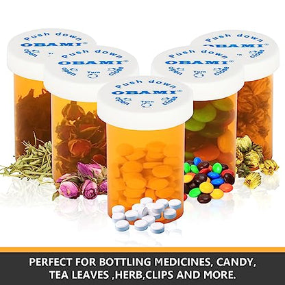 Plastic Medicine Pill Bottles with Child Resistant Caps - Push Down and Turn - Prescription Vial, Medicine Container, Pill Cases Dispenser Organizers (12pcs, 40 Dram) - size: 40 Dram