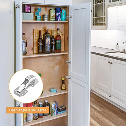 Chibery 4 Pack 90 Degree Soft Close Surface Mount Spring Hinges, Easy Installation No Pre-drilled, Noiseless Frameless Hidden Concealed Kitchen Cabinet Hinge for Cupboard Folded Replacement Hardware