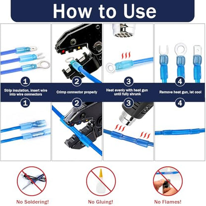 ZQZ 610Pcs Heat Shrink Marine Wire Connectors Assortment Kit, Waterproof