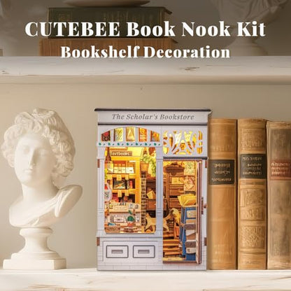CUTEBEE Book Nook Kit for Adults, Cat Miniature House Kit, Adult Craft Gift - color: The Scholar's Bookstore