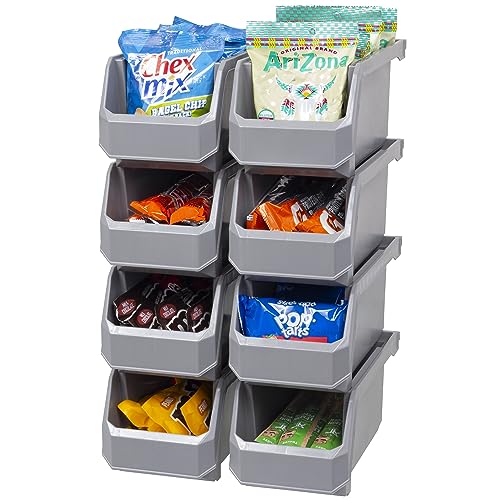 ReadySpace Medium Stackable Plastic Storage Bins, 8-Pack, Gray - color: Grey, size: Medium, 8-Pack