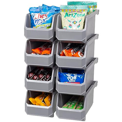 ReadySpace Medium Stackable Plastic Storage Bins, 8-Pack, Gray - color: Grey, size: Medium, 8-Pack