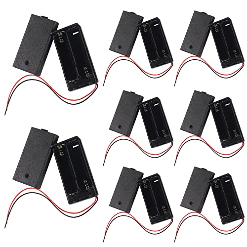 8Pcs 2 AA Battery Holder with Switch, 2X 1.5V AA Battery Holder Case with Wire and ON/Off Switch - size: AA 2 Cell