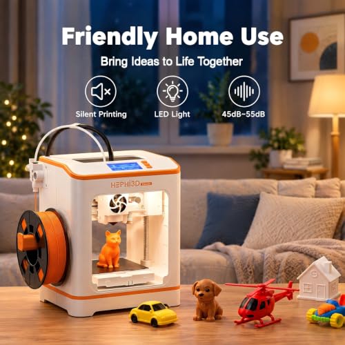 Hephi3d TINA2C 3D Printer Beginner Friendly, Easy-Ready to Print in 5 Mins - color: WhiteOrange