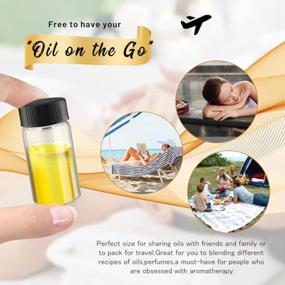 100 Pack,Glass Essential Oil Bottle with Screw Caps,Empty Refillable Travel Glass Liquid Sample Vial Labs Preservation Storage Leakproof Vials Test Container with Black Screw Caps (Clear, 20ml) - color: Clear, size: 20ml