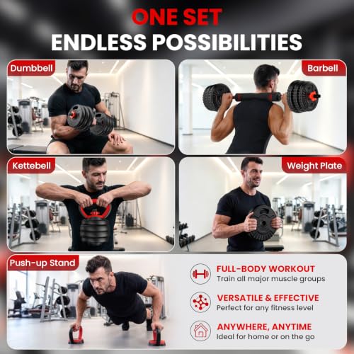 Adjustable Dumbbell Set,22/33/45/70/90lb Free Weight Set with Connector,5-in-1 Dumbbell Set for Barbells,Kettlebells,Push up Stand,Weight Plate,Fitness Exercises for Home Gym Suitable Men/Women - color: 70LB (35LB Pair)