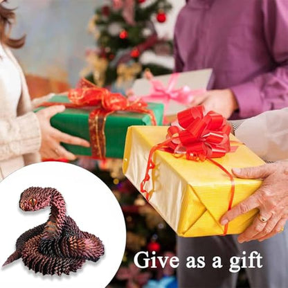 3D Printed Animals Set 3D Printed Snake Toys 3D Printed Articulated Flexible Fidget Toy 3D Printed Animals Exquisite Cute Pet Toy Children/Adults Fidget Toys (Black & Red, 11.8) - color: Black & Red, size: 11.8