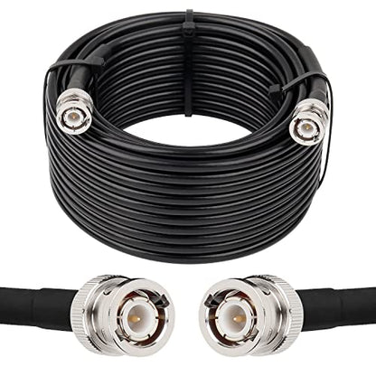 MOOKEERF BNC Cable - 50FT RG58 50 ohm Male to Male Coax Cables Low Loss BNC Extension Coaxial Cable with for Antennas, RF Radios, Modems, Oscilloscopes, Spectrum, etc (Black) - size: 50FT
