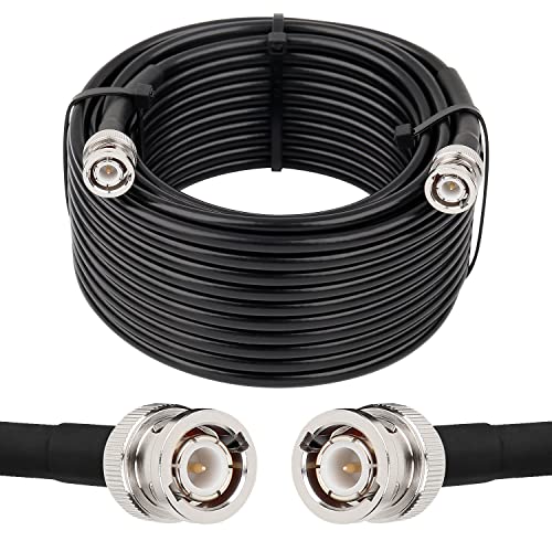 MOOKEERF BNC Cable - 50FT RG58 50 ohm Male to Male Coax Cables Low Loss BNC Extension Coaxial Cable with for Antennas, RF Radios, Modems, Oscilloscopes, Spectrum, etc (Black) - size: 50FT
