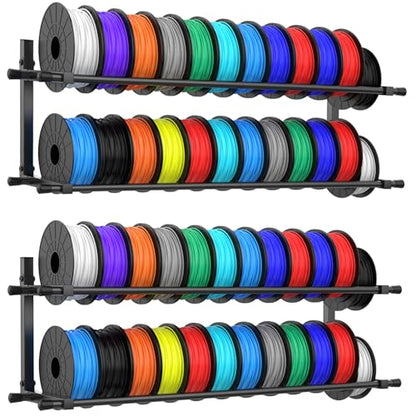 3D Printer Filament Storage Rack Wall Mount, Foldable Heavy Duty Metal Shelving with Adjustable Hole Spacing for TPU/ABS/Nylon Filament Rack, 3D Printer Accessories for Studios, Workshops 2 Pack