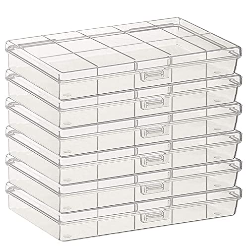 Gebildet 6 pcs Transparent Plastic Storage Case, Accessory Parts Storage Box for Tiny Beads, Herbs, Pills or Small Items - size: 12.6×8.6×1.8cm