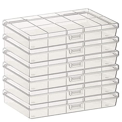 Gebildet 6 pcs Transparent Plastic Storage Case, Accessory Parts Storage Box for Tiny Beads, Herbs, Pills or Small Items - size: 12.6×8.6×1.8cm