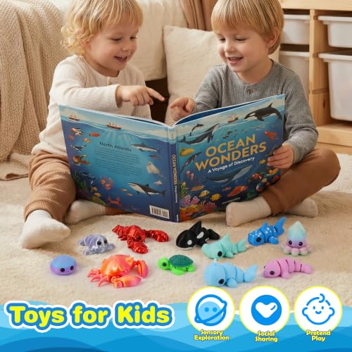 15pcs 3D Printed Animals, Multicolor Ocean Figurines for Kids - style: 15P Upgrade Onean Animals