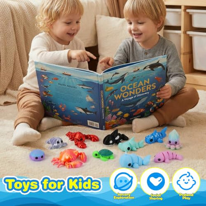 15pcs 3D Printed Animals, Multicolor Ocean Figurines for Kids - style: 15P Upgrade Onean Animals