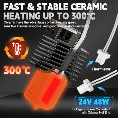 2PCS 0.4MM U1 Hotend for Snapmaker U1 Extruder, 24V 48W Fast Heating Ceramic Hot End with Hardened Steel Nozzle, Leak-Proof Integrated Design, with Brush Cleaning Needle Silicone Socks and Kit Tools - color: 2PCS