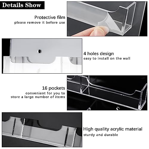 TURSTIN Business Card Holder Wall Mount Clear Sticker Display Marketing Holder Acrylic Business Card Stand Multi Pocket Rack Organizer Space Saver for Home Office (24 Pockets) - style: 24 Pockets