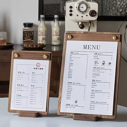 13.39×9.45 Inch Solid Walnut 2‑in‑1 Menu Clipboard, Vertical Display Sign - size: A4 Vertical Version