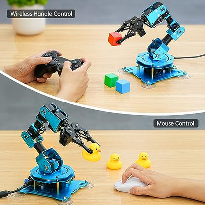 LewanSoul Robotic Arm for Arduino Coding Programming 6DOF STEM Educational Building Robot Arm Kits, 6 AXIS Full Metal Robotic Arm Wireless Controller/PC/App/Mouse Control (Assembled) - style: Assembled Hiwonder-xArm1S