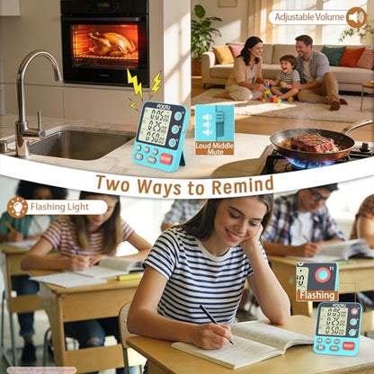 Digital Dual Kitchen Timer, Multi-Channel Magnetic Countdown for Cooking - size: YS318 Blue