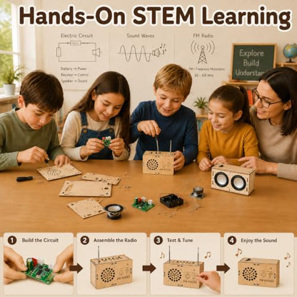 STEM Toys for Ages 8-13 Boys Birthday Return Gifts for 9 10 11 12 14 15 16 Year Old Kids Teen Building Speaker Radio Science Engineering Kit DIY Electronics Project Cool Stuff Gadgets Party Favor
